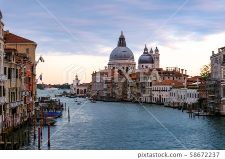 Venice cityscape from the Accademia Bridge in the evening Venice cityscape from the Accademia Bridge in the evening 58672237
