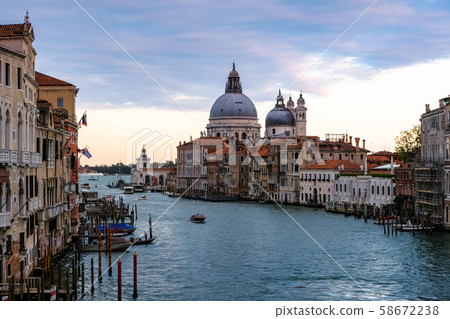 Venice cityscape from the Accademia Bridge in the evening Venice cityscape from the Accademia Bridge in the evening 58672238