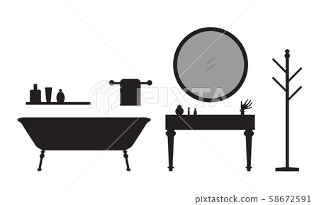 Set of silhouettes of bathroom equipment and Set of silhouettes of bathroom equipment and 58672591