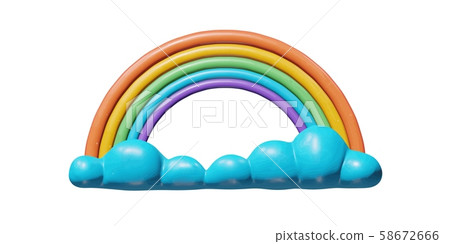 Isolated plastic rainbow in happy summer sky Isolated plastic rainbow in happy summer sky 58672666