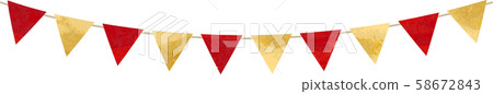 Flag_Triangle_Garland_Watercolor_Red_Red_Gold_Gold _Christmas_New Year 58672843