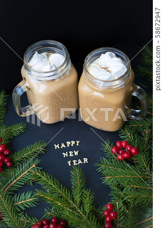 Christmas holiday background with hot cocoa Christmas holiday background with hot cocoa 58672947