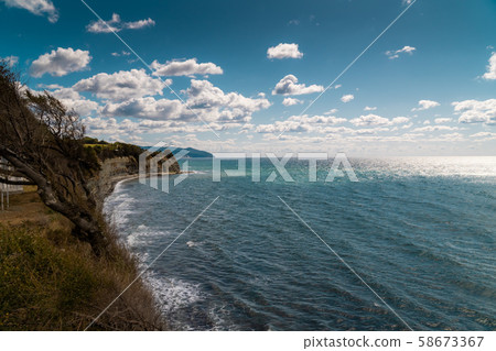 Russia. Krasnodar region. Views of the Black sea from the steep shores of Gelendzhik. Russia. Krasnodar region. Views of the Black sea from the steep shores of Gelendzhik. 58673367
