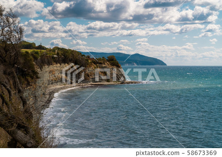 Russia. Krasnodar region. Views of the Black sea from the steep shores of Gelendzhik. Russia. Krasnodar region. Views of the Black sea from the steep shores of Gelendzhik. 58673369