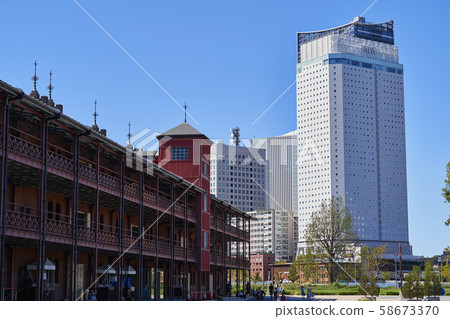 City view Yokohama red brick park morning view 58673370