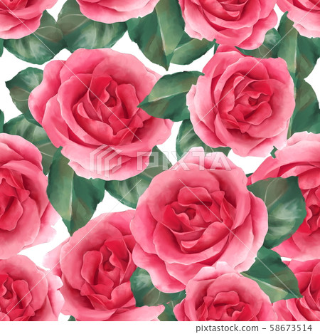 Seamless floral pattern with red roses 58673514
