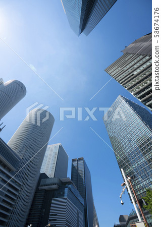 Building district in front of Nagoya station 58674176