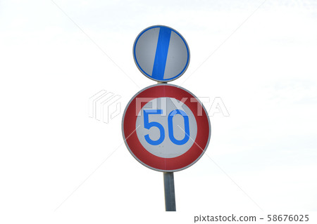 Shooting speed-regulated road signs in Hokkaido Shooting speed-regulated road signs in Hokkaido 58676025