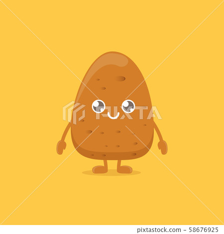 vector funny cartoon cute smiling tiny potato isolated on yellow background. vegetable funky vector funny cartoon cute smiling tiny potato isolated on yellow background. vegetable funky 58676925