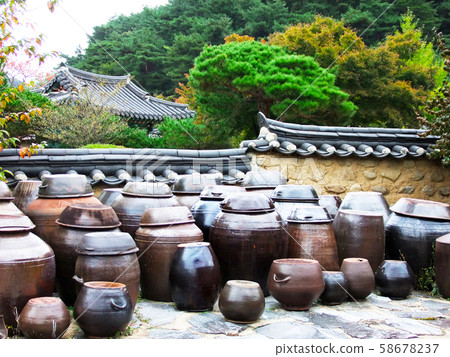 Changdokdae, Changdok, Stone Wall, Tree Forest, Autumn 58678237