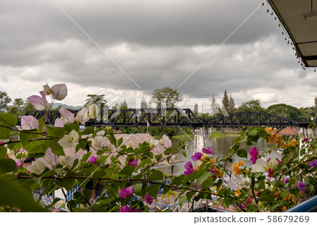 Thailand's Kwai River and the iron bridge over it Thailand's Kwai River and the iron bridge over it 58679269