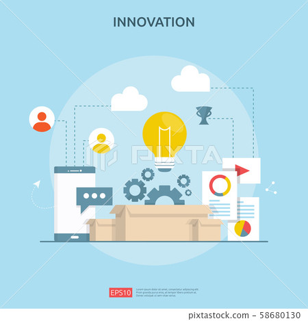 brainstorming innovation idea process and creative - Stock Illustration ...