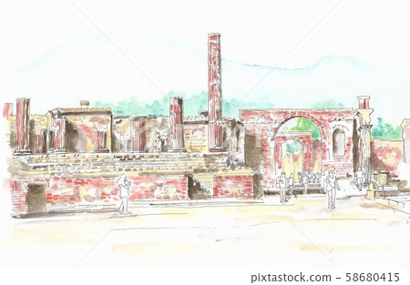 World heritage streets, ruins of Pompeii, Italy 58680415