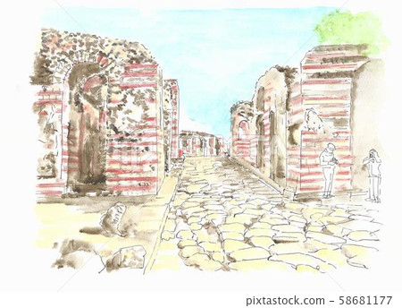 World heritage street, Pompeii, Italy World heritage street, Pompeii, Italy 58681177