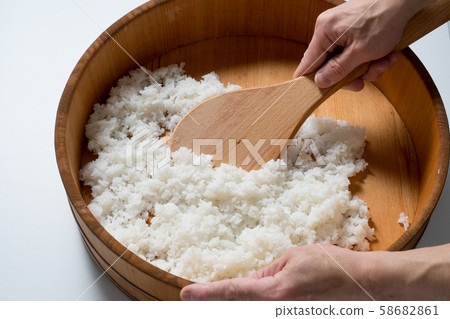 In front of the plate to mix vinegared rice In front of the plate to mix vinegared rice 58682861