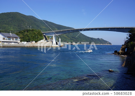 Kamiseki Bridge, blue sea and sky Kamiseki Bridge, blue sea and sky 58683028