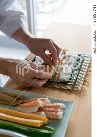 In front of the board to make thick rolls 58683741