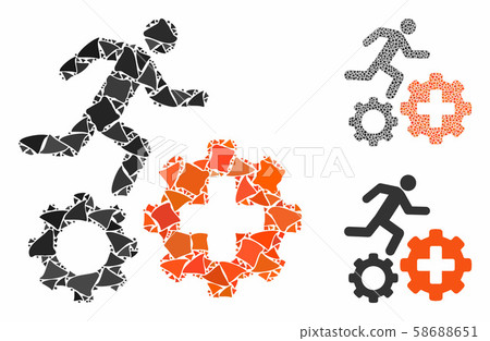 Runner treatment process gears Composition Icon of Joggly Items 58688651