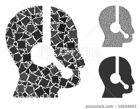 Call center operator Mosaic Icon of Humpy Elements - Stock Illustration ...
