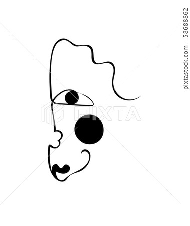 One Line Drawing Face Modern Minimalism Art Stock Illustration