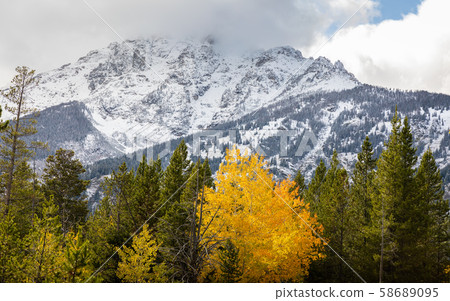 Mountain covered by snow and cloud in Grand Teton Mountain covered by snow and cloud in Grand Teton 58689095