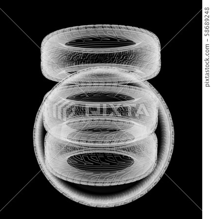 Car wheels X-Ray style. 3D illustration, 3d illustration 58689248