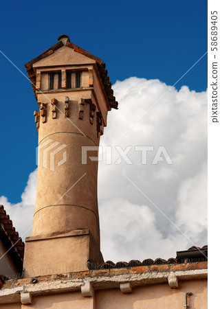 Venice Italy - Old chimney on the roof 58689405