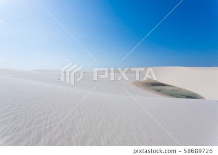 White sand dunes panorama from Lencois Maranhenses 58689726