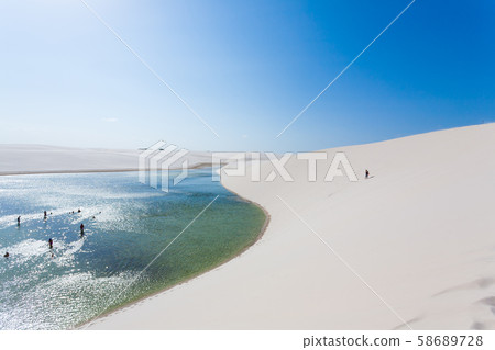 White sand dunes panorama from Lencois Maranhenses 58689728