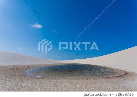White sand dunes panorama from Lencois Maranhenses 58689730