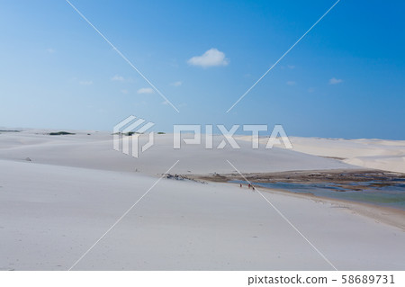 White sand dunes panorama from Lencois Maranhenses 58689731
