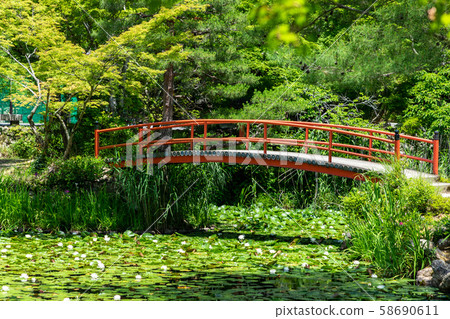Oharano Shrine Aoizawa Pond and Aoibashi Oharano Shrine Aoizawa Pond and Aoibashi 58690611