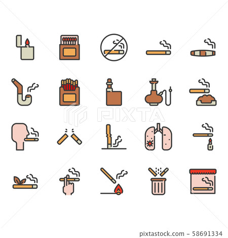 Smoking and tobacco icon set Smoking and tobacco icon set 58691334