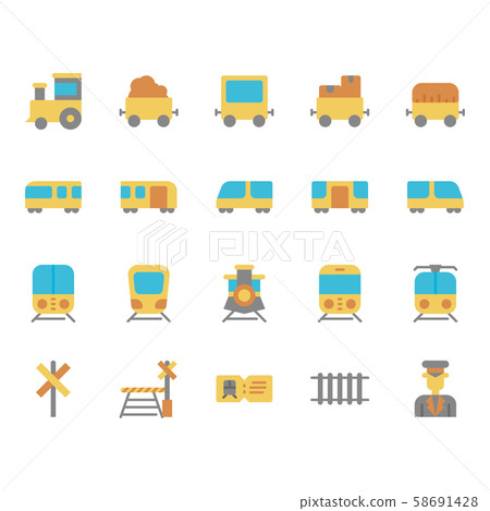 Train stations related icon set 58691428