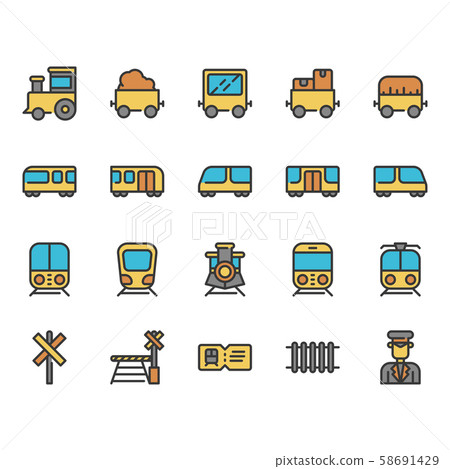 Train stations related icon set Train stations related icon set 58691429