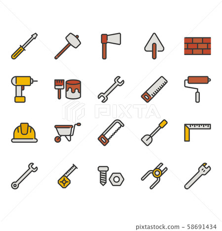 Construction tools related icon set.Vector 58691434