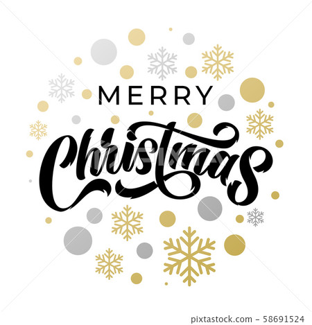 Merry Christmas gold glitter lettering design.... - Stock Illustration ...