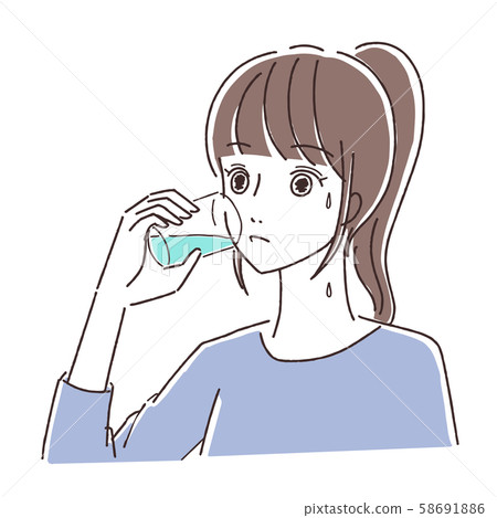 Illustration of a woman drinking water 58691886
