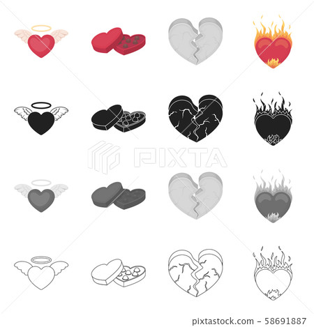 Vector illustration of abstract and shape sign. Collection of abstract and love vector icon for 58691887