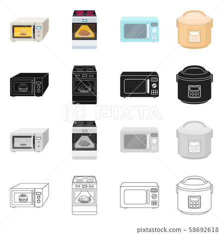 Vector illustration of food and inside logo. Set of food and cooker stock symbol for web. 58692618