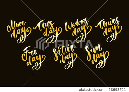 Vector handwritten week days and symbols set. Ink-插圖素材 [58692721] - PIXTA圖庫