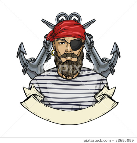 Sketch pirate face 58693099