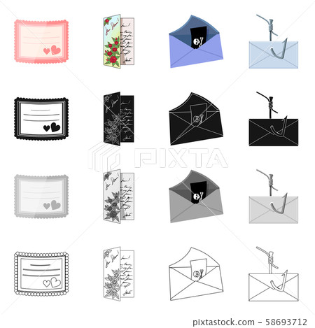 Vector illustration of card and christmas logo. Collection of card and background stock symbol for 58693712