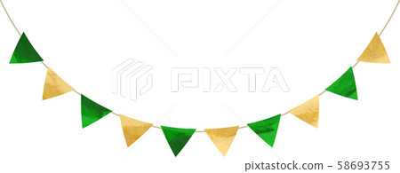 Flag_Triangle_Garland_Watercolor_Green_Green_Gold_Christmas Flag_Triangle_Garland_Watercolor_Green_Green_Gold_Christmas 58693755