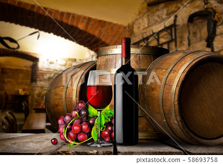 Wine cellar and grapes Wine cellar and grapes 58693758