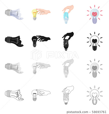 Vector design of lightbulb and ecolam sign. Set of lightbulb and modern stock vector illustration. Vector design of lightbulb and ecolam sign. Set of lightbulb and modern stock vector illustration. 58693761
