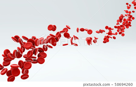 Red blood cells flowing through artery. 58694260