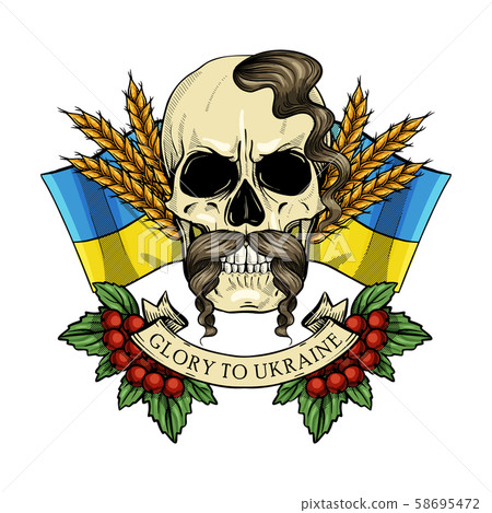 Skull with Ukrainian symbols 58695472