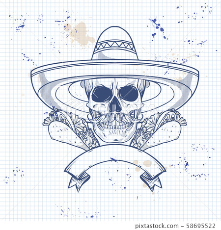 Mexican sketch skull 58695522
