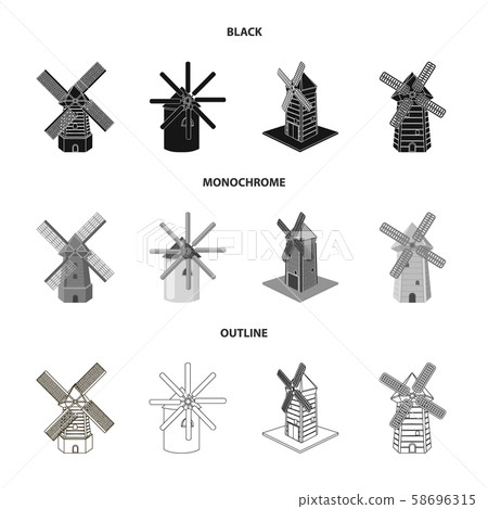 Isolated object of landscape and village symbol. Collection of landscape and farm stock symbol for 58696315